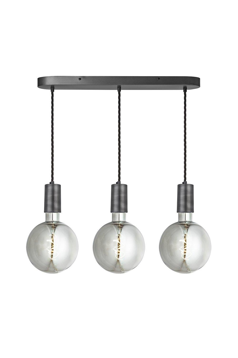 Sleek Large Edison Oval Cluster Lights, 3 Wire - Pewter